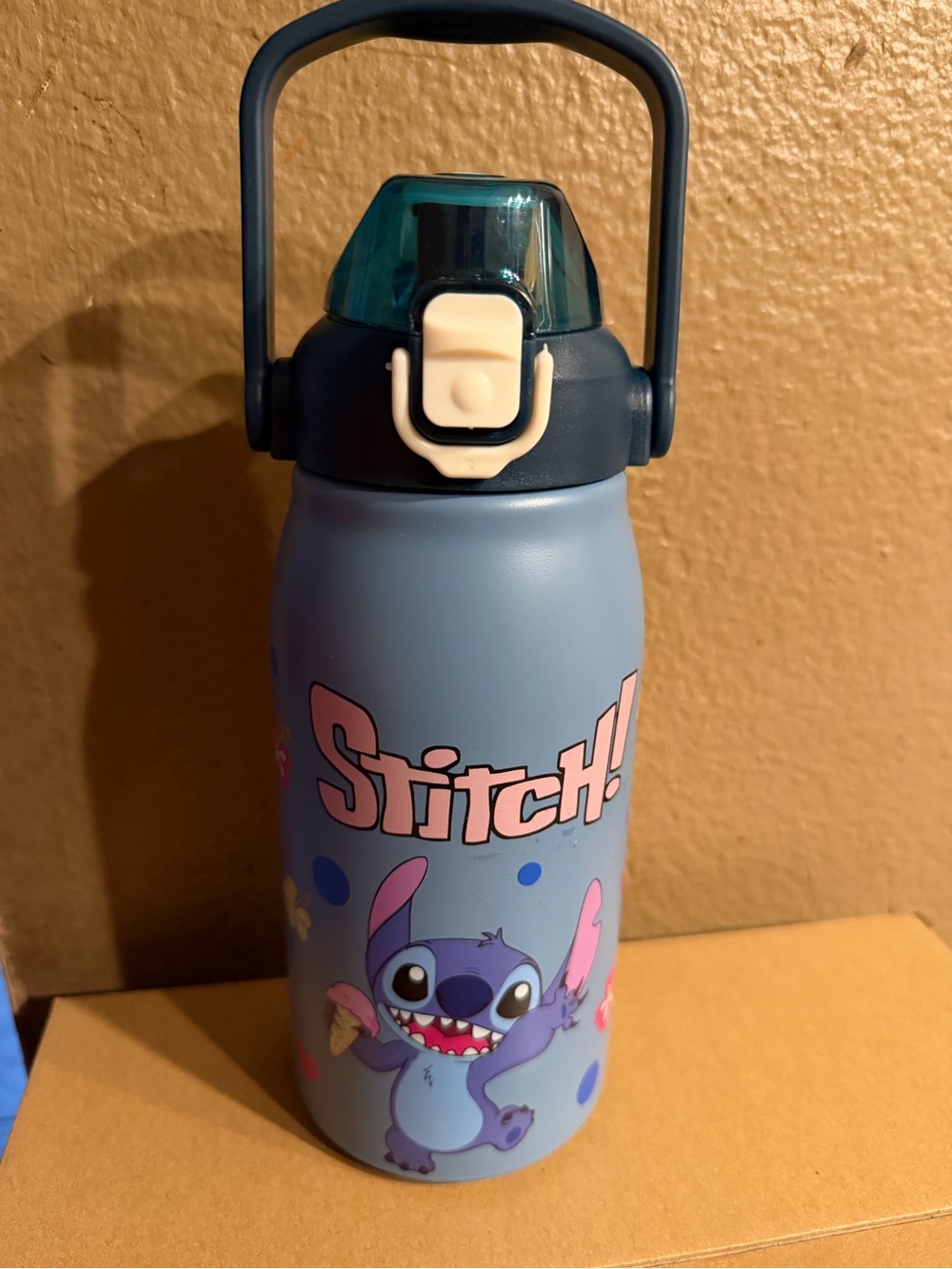 Stitch! Blue Kids Stainless Steel Water Bottle with Flip Lid